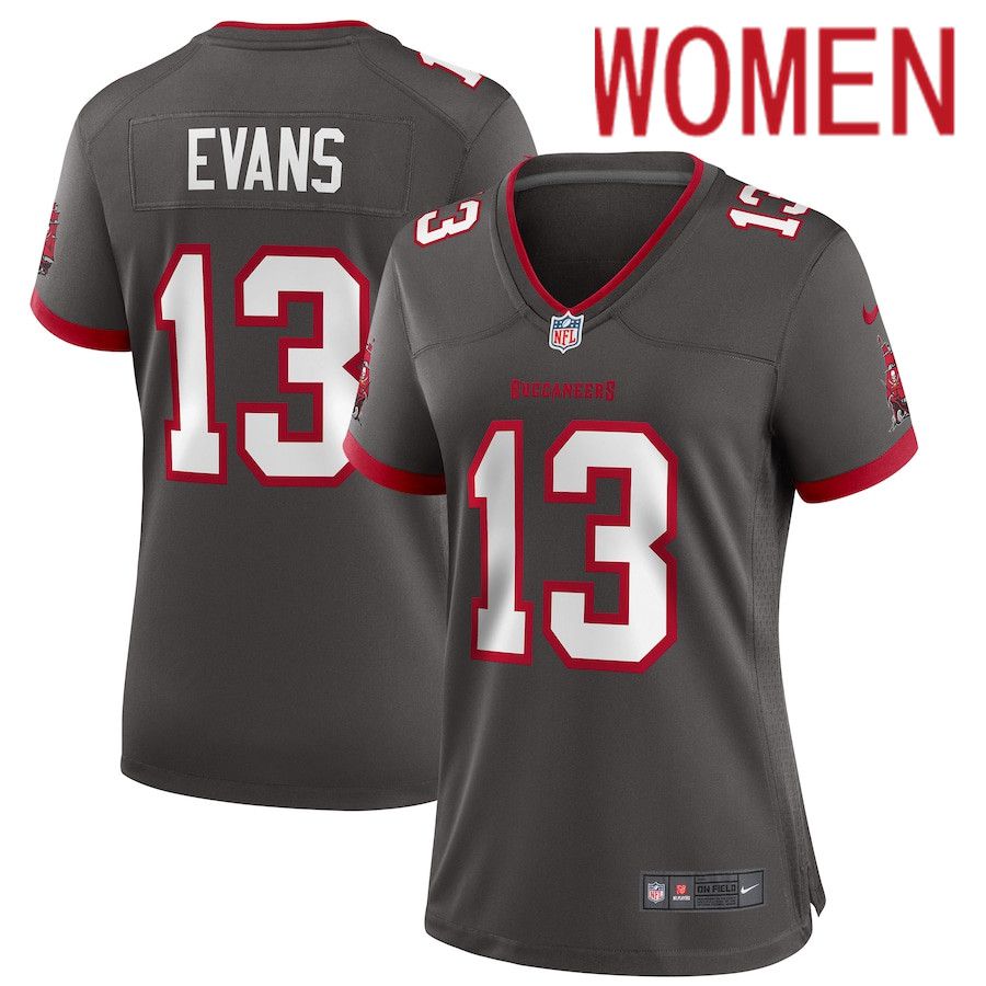 Women Tampa Bay Buccaneers 13 Mike Evans Nike Pewter Alternate Game NFL Jersey
